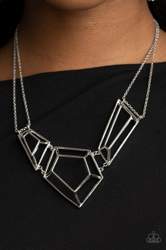3-D Drama - Silver Necklace ✨ Paparazzi Accessories