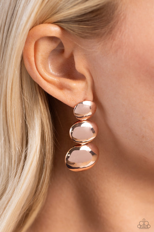 Futuristic Fantasy - Rose Gold Post Earrings ✨ Paparazzi Accessories