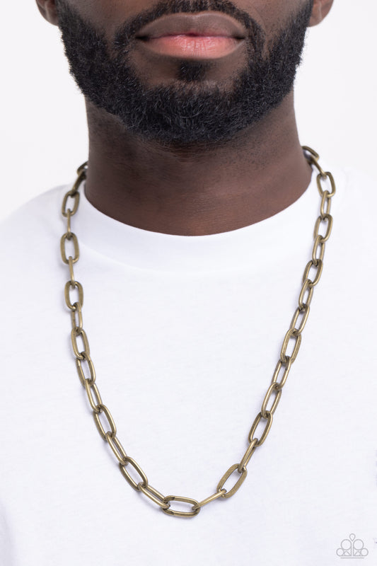 Urban Quarterback - Brass Mens Necklace ✨ Paparazzi Accessories