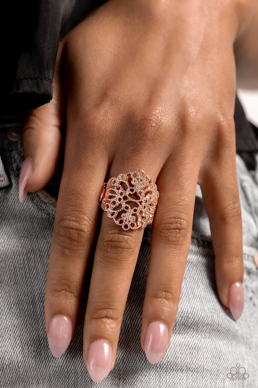 Glistening Gentry - Rose Gold Ring ✨ Paparazzi Accessories