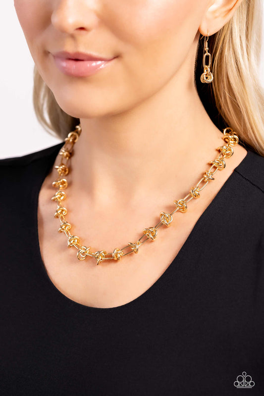 Knotted Kickoff - Gold Necklace ✨ Paparazzi Accessories