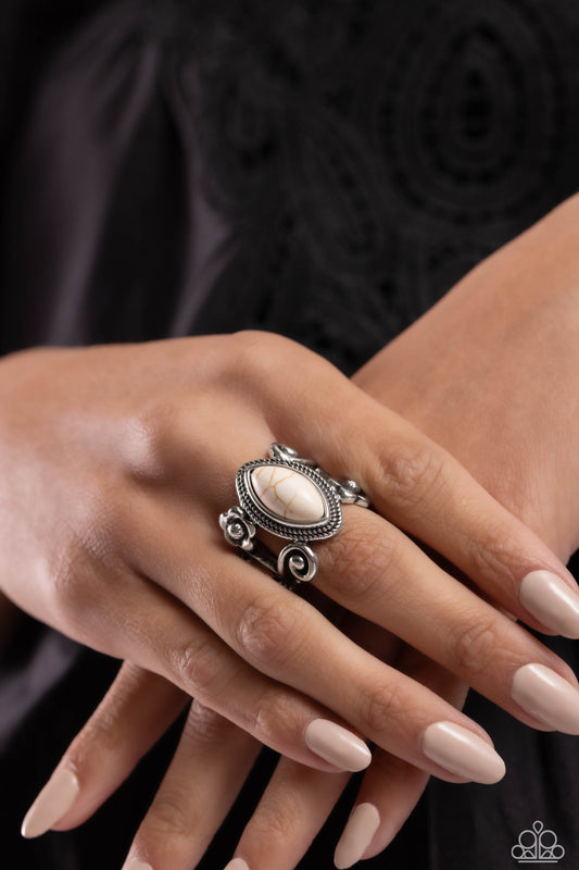 Flower SWIRL - White Ring ✨ Paparazzi Accessories