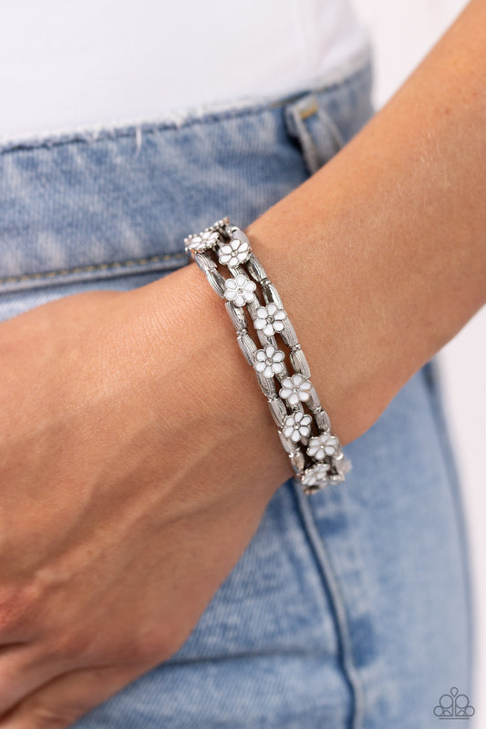 Scattered Springtime - White Bracelet ✨ Paparazzi Accessories