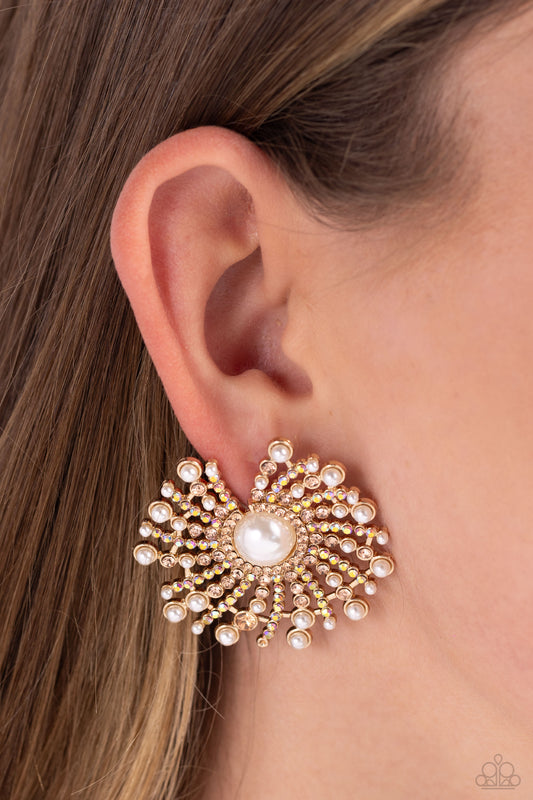 Fancy Fireworks - Gold Post Earrings ✨ Paparazzi Accessories