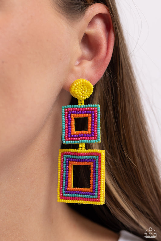 Seize the Squares - Multi Post Earrings ✨ Paparazzi Accessories