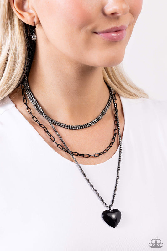 Caring Cascade - Black Necklace ✨ Paparazzi Accessories