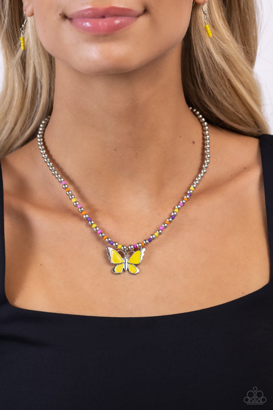 Vibrant Flutter - Yellow Necklace ✨ Paparazzi Accessories