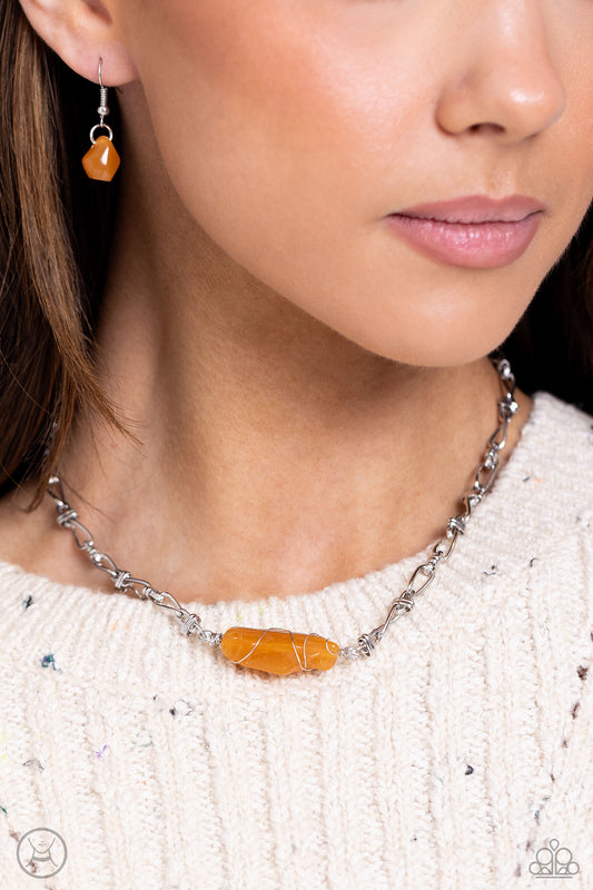 Cavern Class - Orange Necklace ✨ Paparazzi Accessories