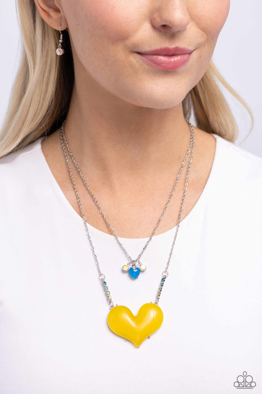 Heart-Racing Recognition - Yellow Necklace ✨ Paparazzi Accessories